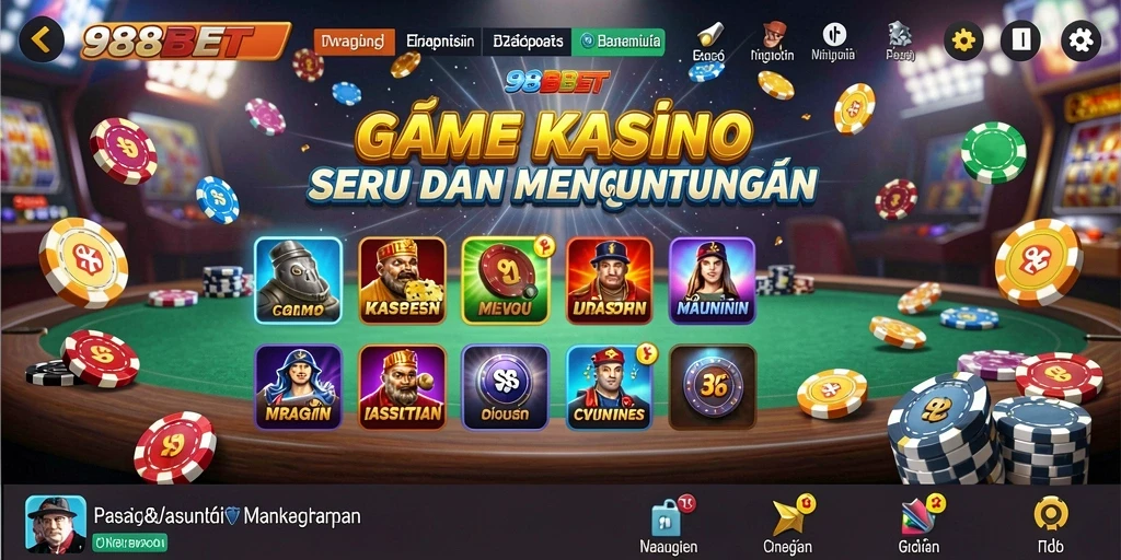 Screenshot gameplay 988BET menampilkan momen seru saat bermain Kasino.