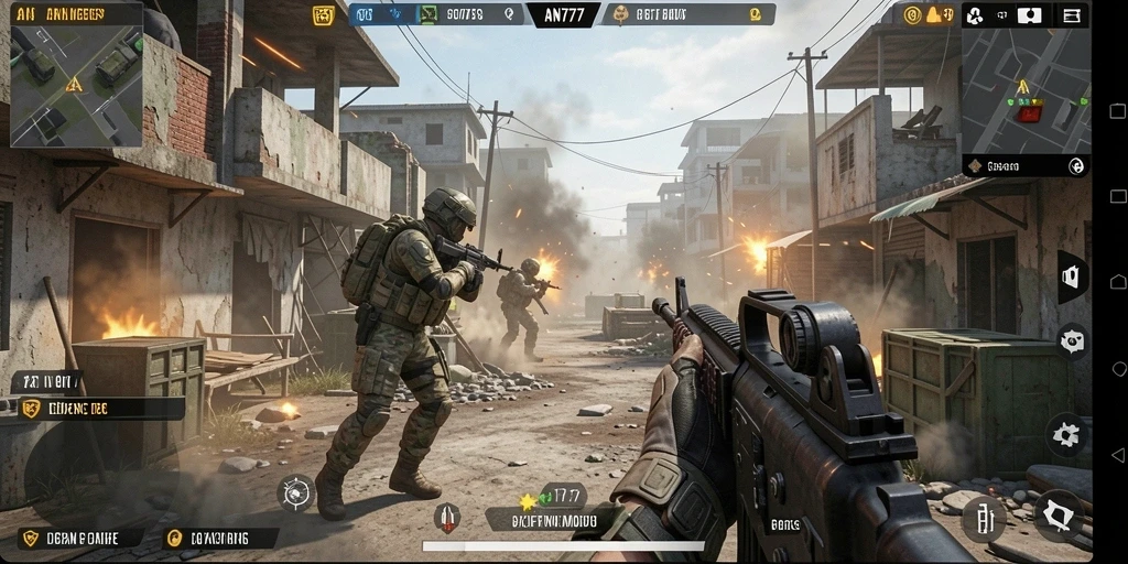 Gameplay AN777 menampilkan pertempuran FPS yang intens dan mendebarkan.