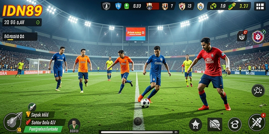 Screenshot <strong>IDN89</strong> menampilkan aksi sepak bola yang intens dan realistis.