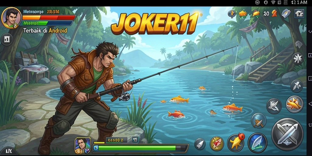 Tampilan gameplay JOKER11 yang seru saat memancing ikan.