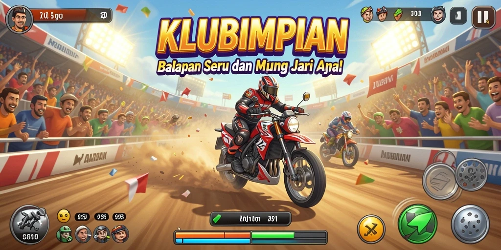 Gameplay seru dan menantang dalam balapan KLUBIMPIAN.