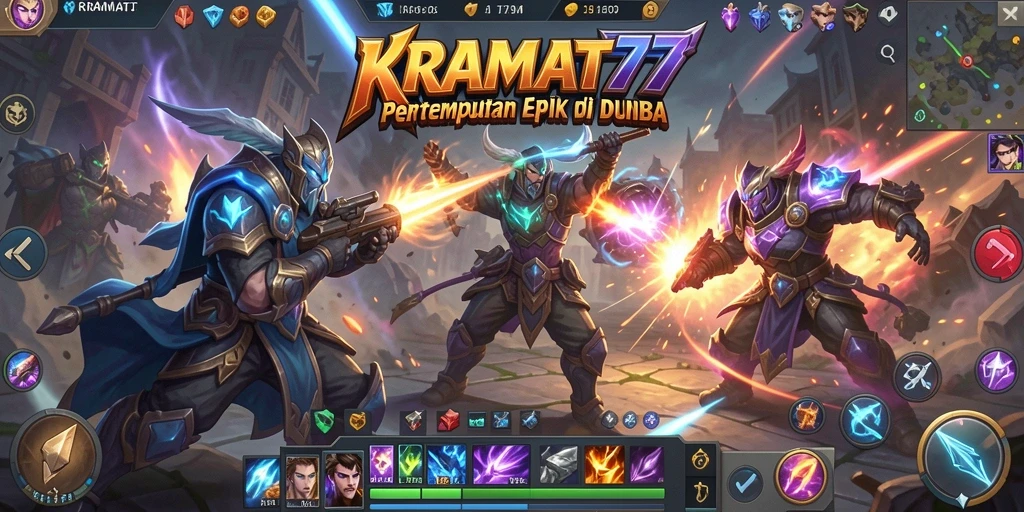 Tampilan intens pertempuran KRAMAT77 dengan karakter yang beragam.