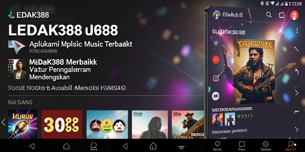 Tampilan utama LEDAK388 dengan berbagai fitur menarik untuk mendengarkan musik.