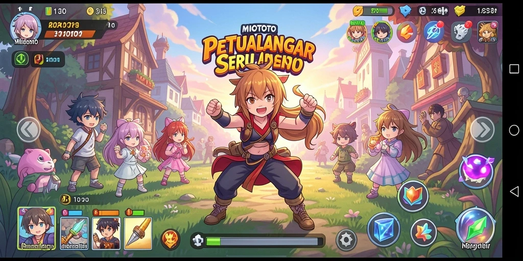 Tampilan gameplay MIOTOTO yang menarik dan berwarna-warni