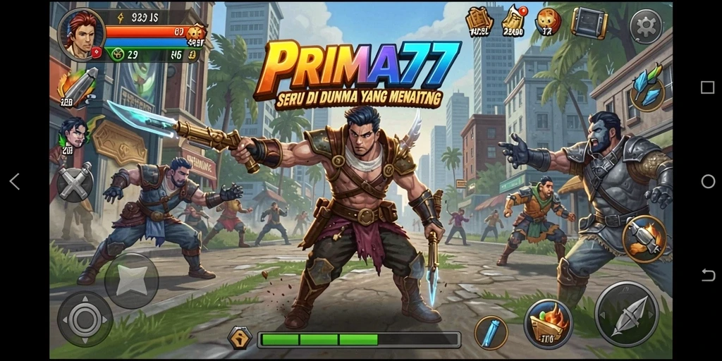 Tampilan gameplay menakjubkan dari PRIMA77 yang menampilkan aksi petualangan.