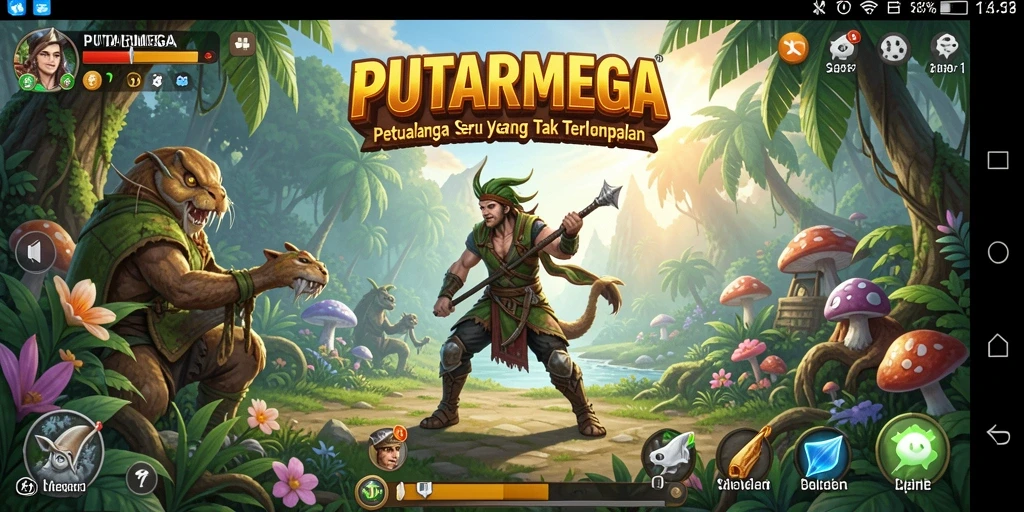 Tampilan gameplay PUTARMEGA yang epik dan menantang.