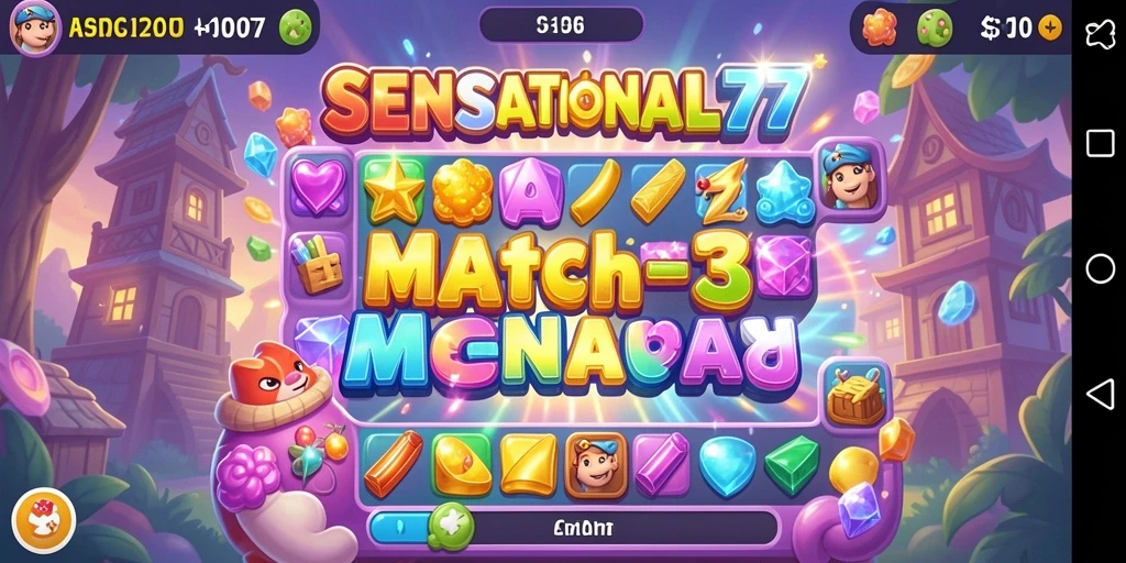 Screenshot gameplay SENSATIONAL77 yang penuh warna dan seru.