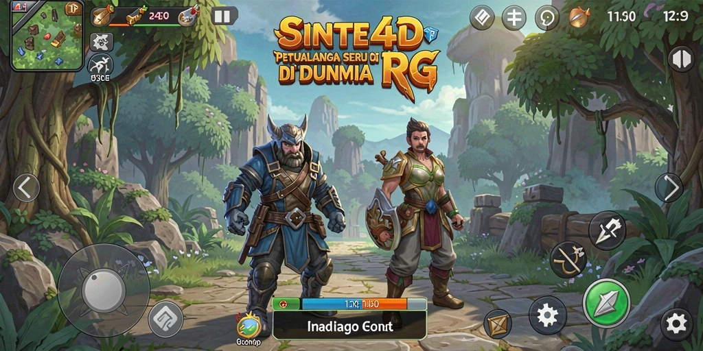 Screenshot gameplay RPG SINTE4D yang menampilkan pertarungan epik dan eksplorasi.