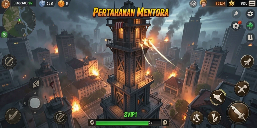 Tampilan gameplay mendebarkan dalam SVIP1 Tower Defense.