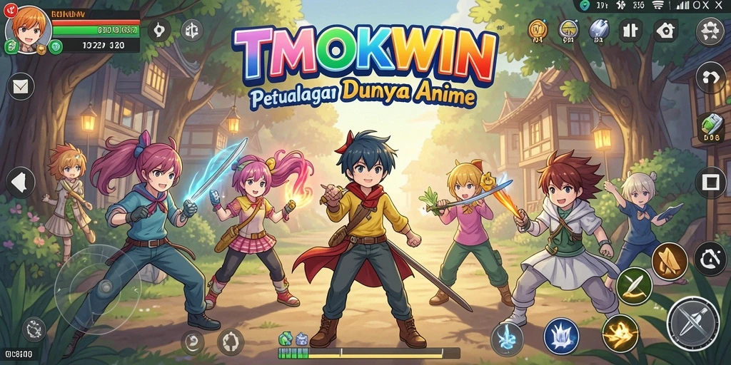 Screenshot gameplay menunjukkan karakter Anime dalam aksi melawan musuh.
