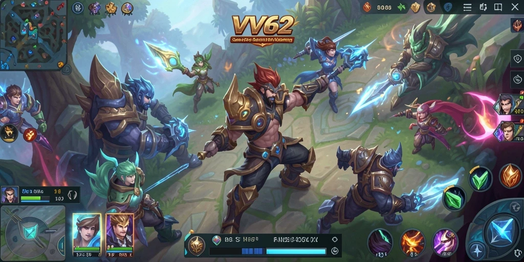 Screenshot gameplay VV62 dengan aksi seru dan karakter unik.